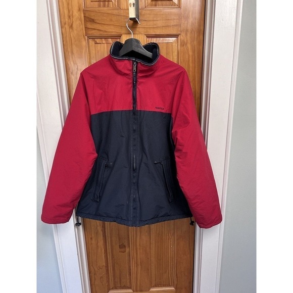 Vintage Mens NAUTICA NX2000 Red/Navy Blue Reversible Gorpcore Reflective Sz L - Picture 1 of 7